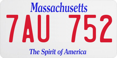 MA license plate 7AU752
