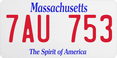 MA license plate 7AU753