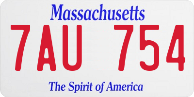 MA license plate 7AU754