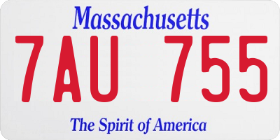 MA license plate 7AU755