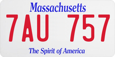 MA license plate 7AU757