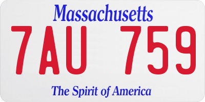 MA license plate 7AU759