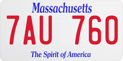 MA license plate 7AU760