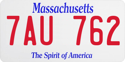 MA license plate 7AU762