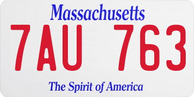 MA license plate 7AU763