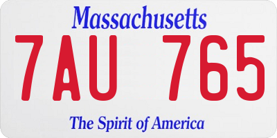MA license plate 7AU765