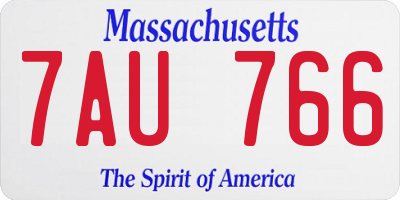 MA license plate 7AU766