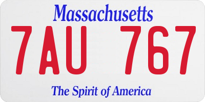 MA license plate 7AU767