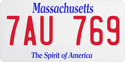 MA license plate 7AU769
