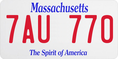 MA license plate 7AU770