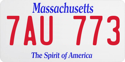 MA license plate 7AU773