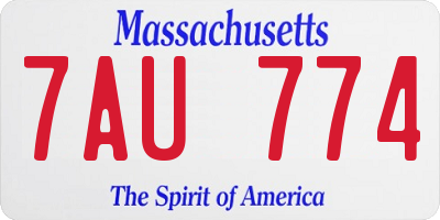 MA license plate 7AU774