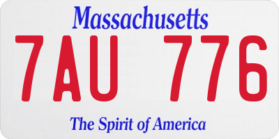 MA license plate 7AU776