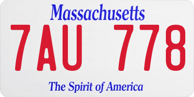 MA license plate 7AU778