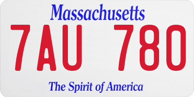 MA license plate 7AU780