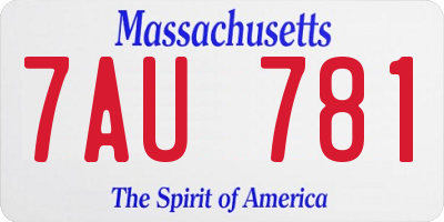 MA license plate 7AU781
