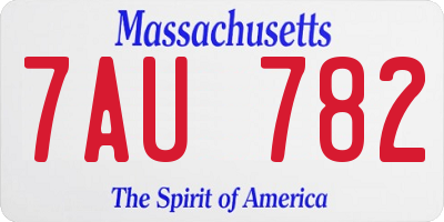 MA license plate 7AU782