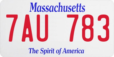 MA license plate 7AU783