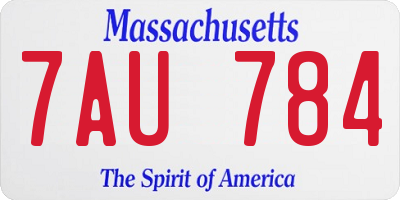 MA license plate 7AU784
