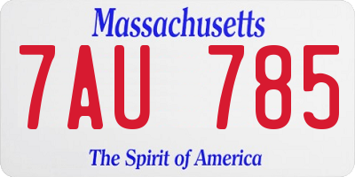 MA license plate 7AU785