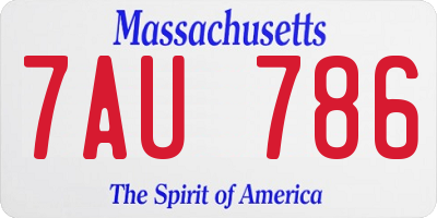 MA license plate 7AU786
