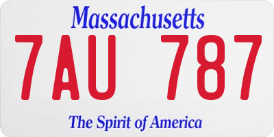 MA license plate 7AU787