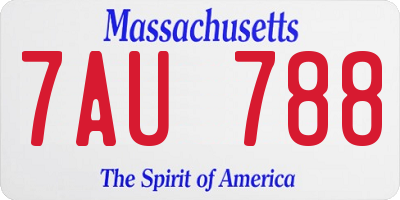 MA license plate 7AU788