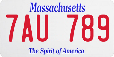 MA license plate 7AU789