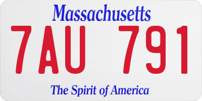 MA license plate 7AU791