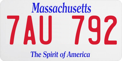 MA license plate 7AU792