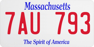 MA license plate 7AU793