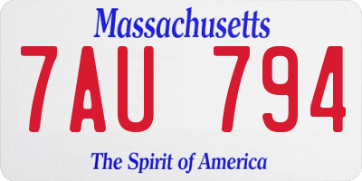 MA license plate 7AU794