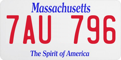MA license plate 7AU796