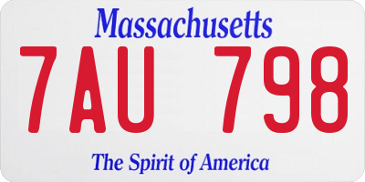MA license plate 7AU798