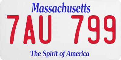 MA license plate 7AU799