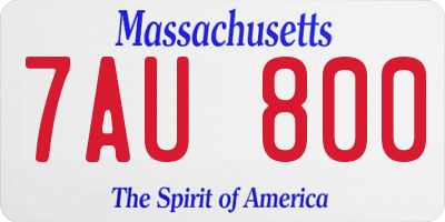MA license plate 7AU800