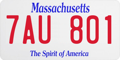 MA license plate 7AU801