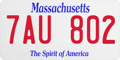 MA license plate 7AU802