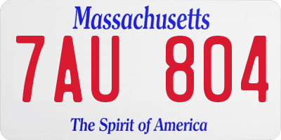 MA license plate 7AU804