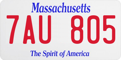 MA license plate 7AU805