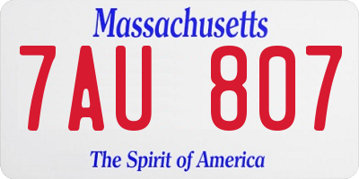 MA license plate 7AU807
