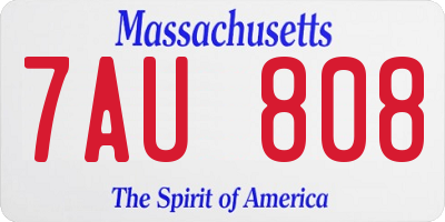 MA license plate 7AU808