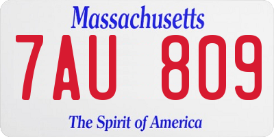 MA license plate 7AU809