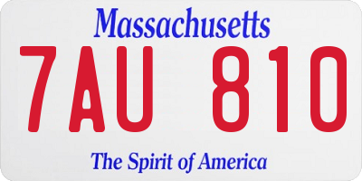 MA license plate 7AU810