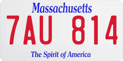MA license plate 7AU814
