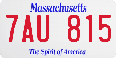 MA license plate 7AU815