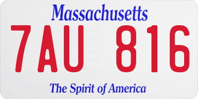 MA license plate 7AU816