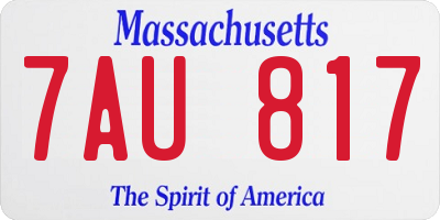 MA license plate 7AU817