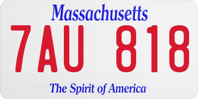 MA license plate 7AU818