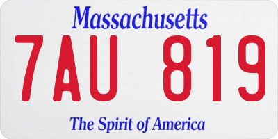 MA license plate 7AU819